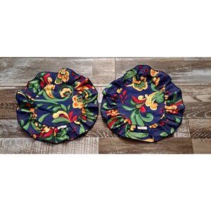 Marie Sohl Tea Doily Coasters Set Of 2 Blue Ruffled Colorful Shabby Chic Boho